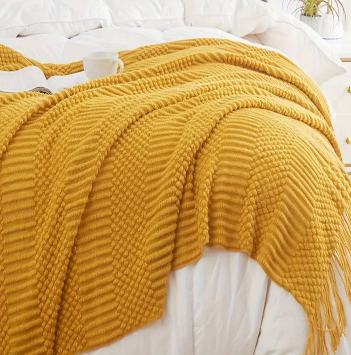 High quality Knitted throw blankets with tassel