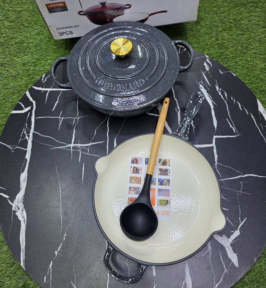 Marble Print
3 pcs Set Enamel Cast iron cooking pots