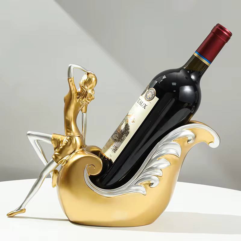 Creative Gold statue wine bottle holder