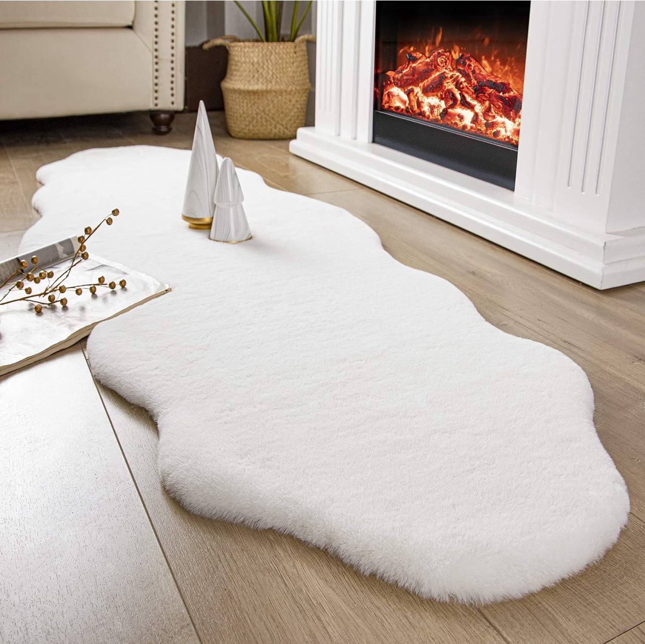 Rabbit fur faux decorative mats