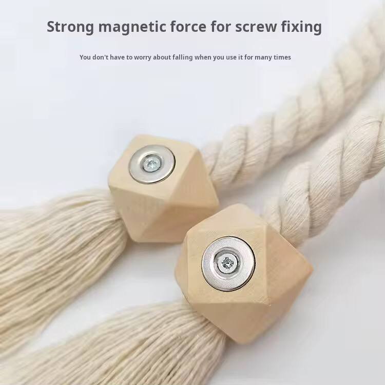 Hand-woven solid wood magnetic knot curtain tiebacks