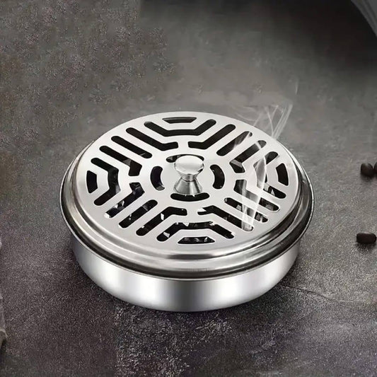 New Stainless Steel Mosquito Coil Holder with Lid and Ashtray
