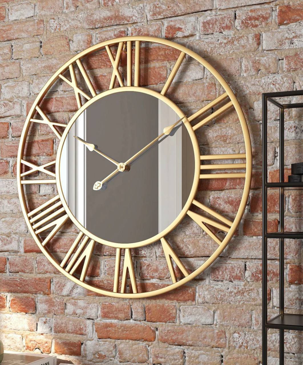 Creative wall clock metal with mirror