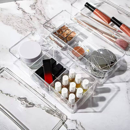 Transparent Cosmetic Storage Box Makeup Organizer Cotton Swab Cotton Pad Storage Box Desktop Acrylic Organizer