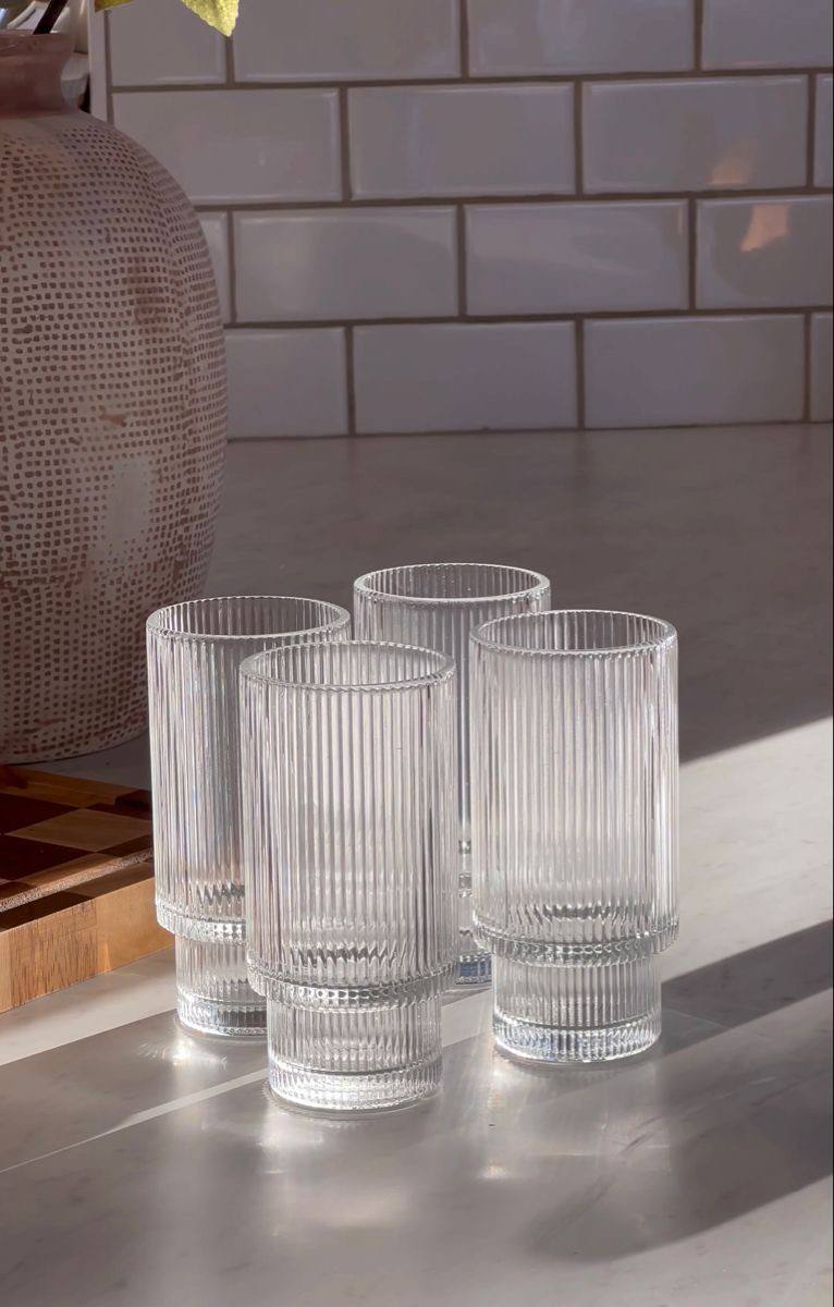 Creative Ribbed Crystal Glass Tumblers  6pc