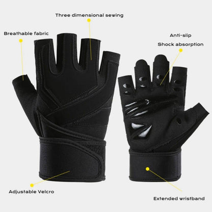 Anti-slip workout gloves with extended wristband