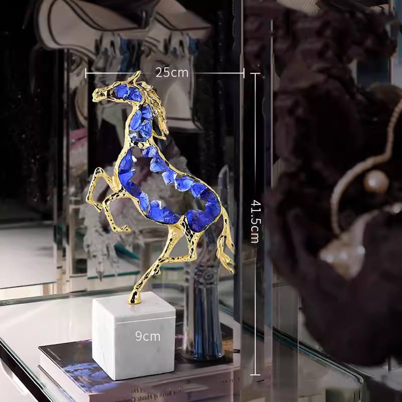 Luxury Modern crystal horse statue sculpture, spar handicraft ornaments