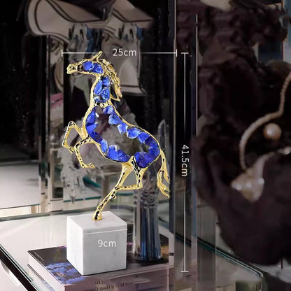Luxury Modern crystal horse statue sculpture, spar handicraft ornaments