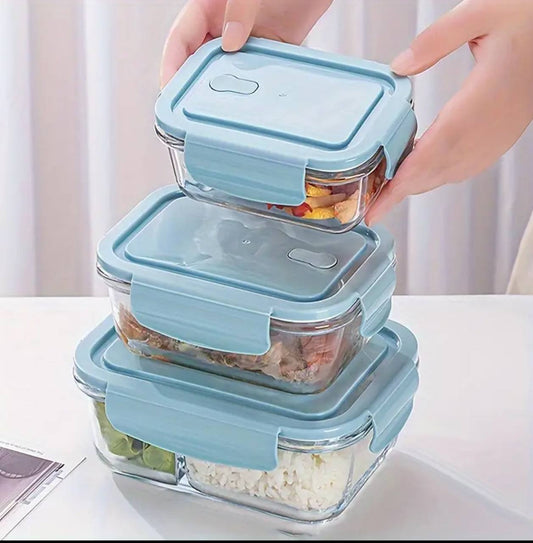 3pc Borosilicate Glass Food Storage Containers with Lids