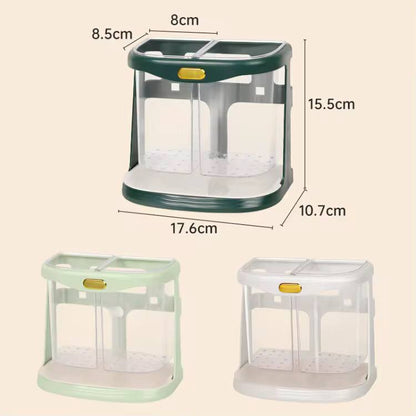 Double grid cutlery organiser with drain hole and detachable drain tray