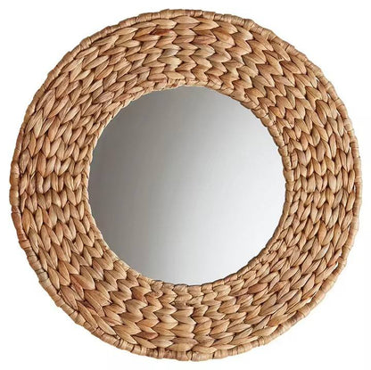 Decorative Water Hyacinth Handmade Braided Natural Boho Mirror