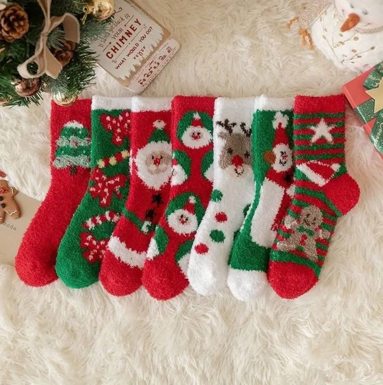 CORAL FLEECE CUTE CHRISTMAS SOCKS