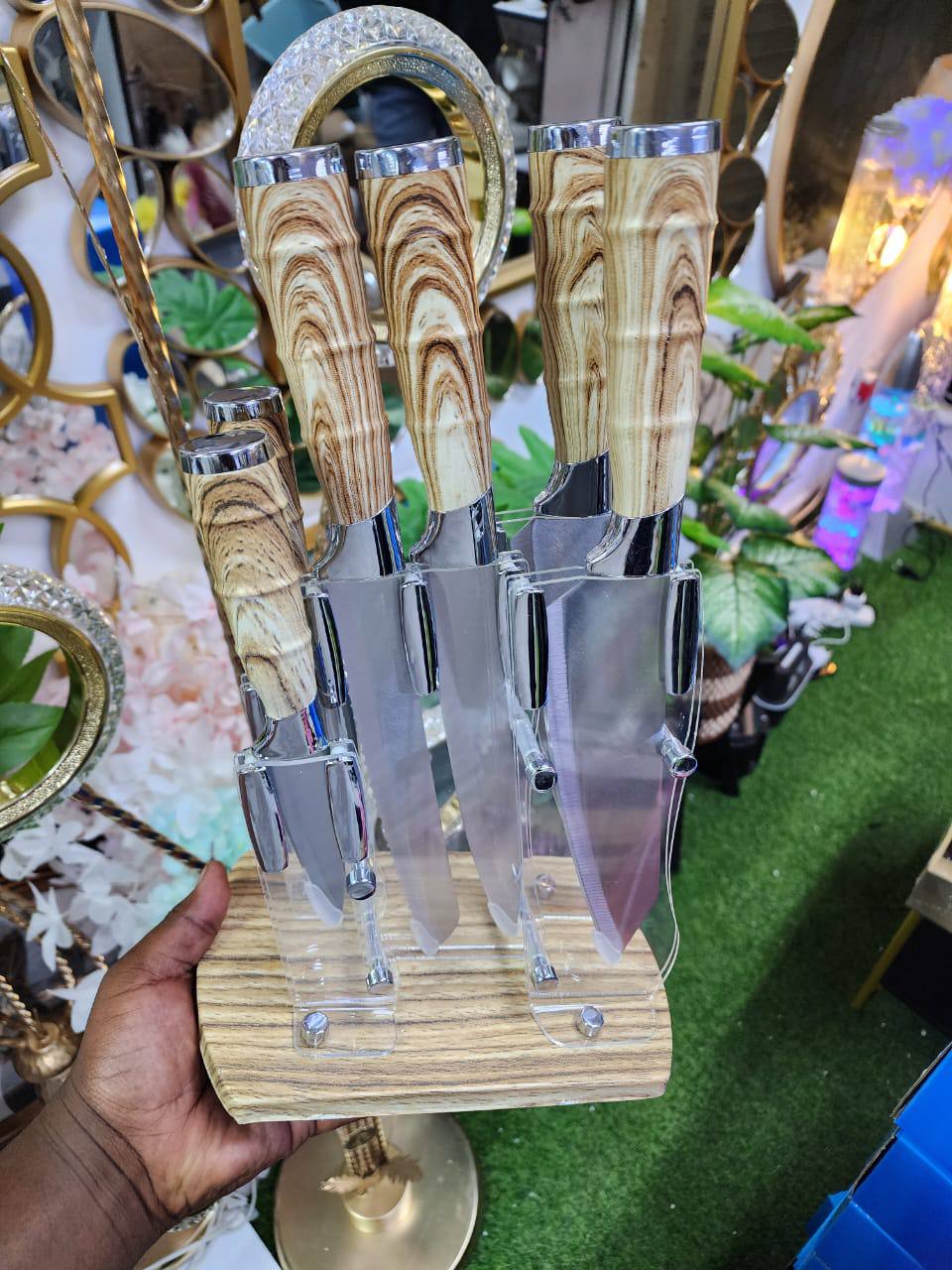 7pcs High quality Stainless steel knife set with Bamboo handle