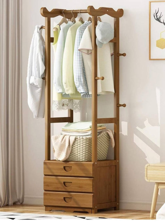 Multiple purposes cloth rack organizer with storage drawers