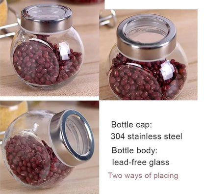 Set of 7 glass jars for spices or food