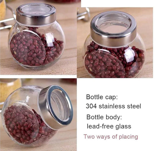 Set of 7 glass jars for spices or food