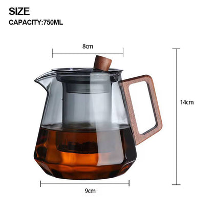 Diamond shaped heat resistant glass tea infuser Pot