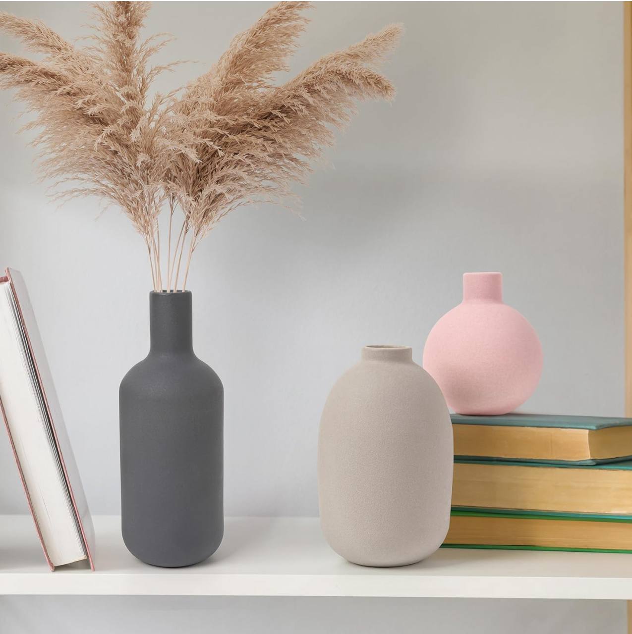 Set of 3 simple, elegant design , muted color vases