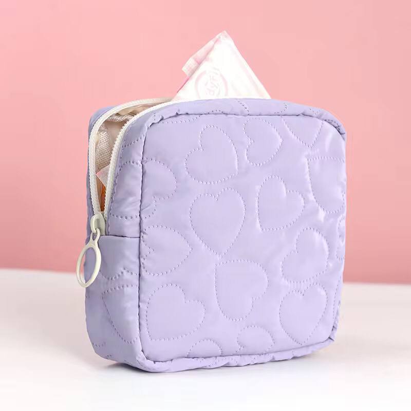 New Candy Color Square Glossy Cosmetic Bag Makeup Bag Pouch Portable PU Waterproof Storage Bag Women Sanitary Napkin Organizer