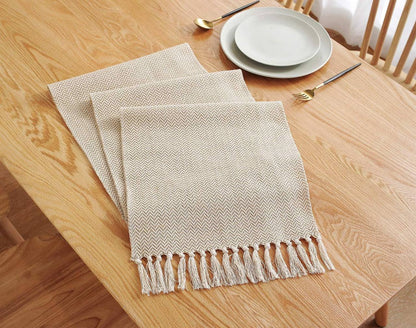 Extra long 275cm braided cotton linen table runners