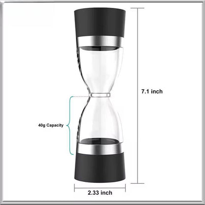 Manually adjustable thickness, hour glass 2 in 1 Dual Salt Pepper Mills,  Pepper Grinder, Sesame, Spice Grinder, Kitchen spice jar