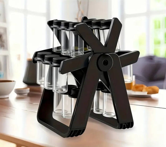 Rotary seasoning rack with jars