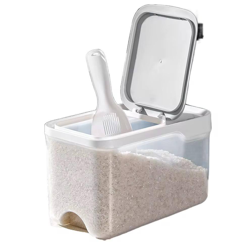 5KG Rice Bucket Insect Proof Moisture Proof Rice Grain Storage Box with Lid Transparent .