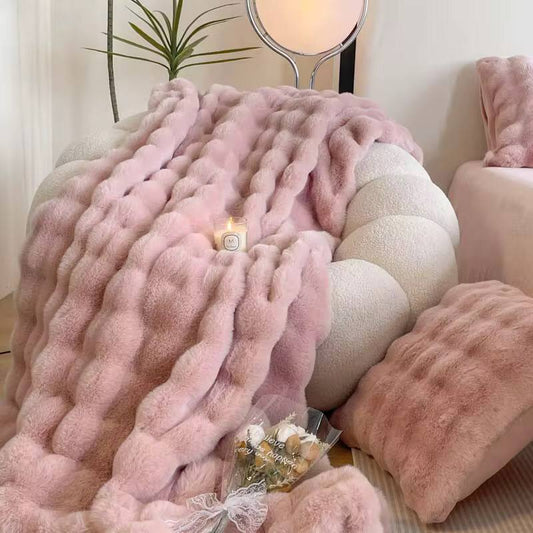 Big Size Soft Bubble Winter Throw Blanket Plain