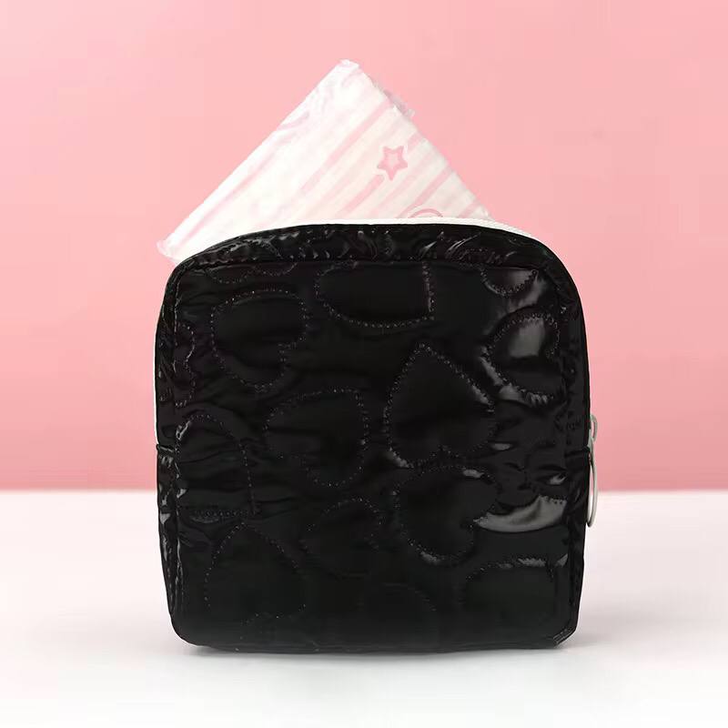 New Candy Color Square Glossy Cosmetic Bag Makeup Bag Pouch Portable PU Waterproof Storage Bag Women Sanitary Napkin Organizer