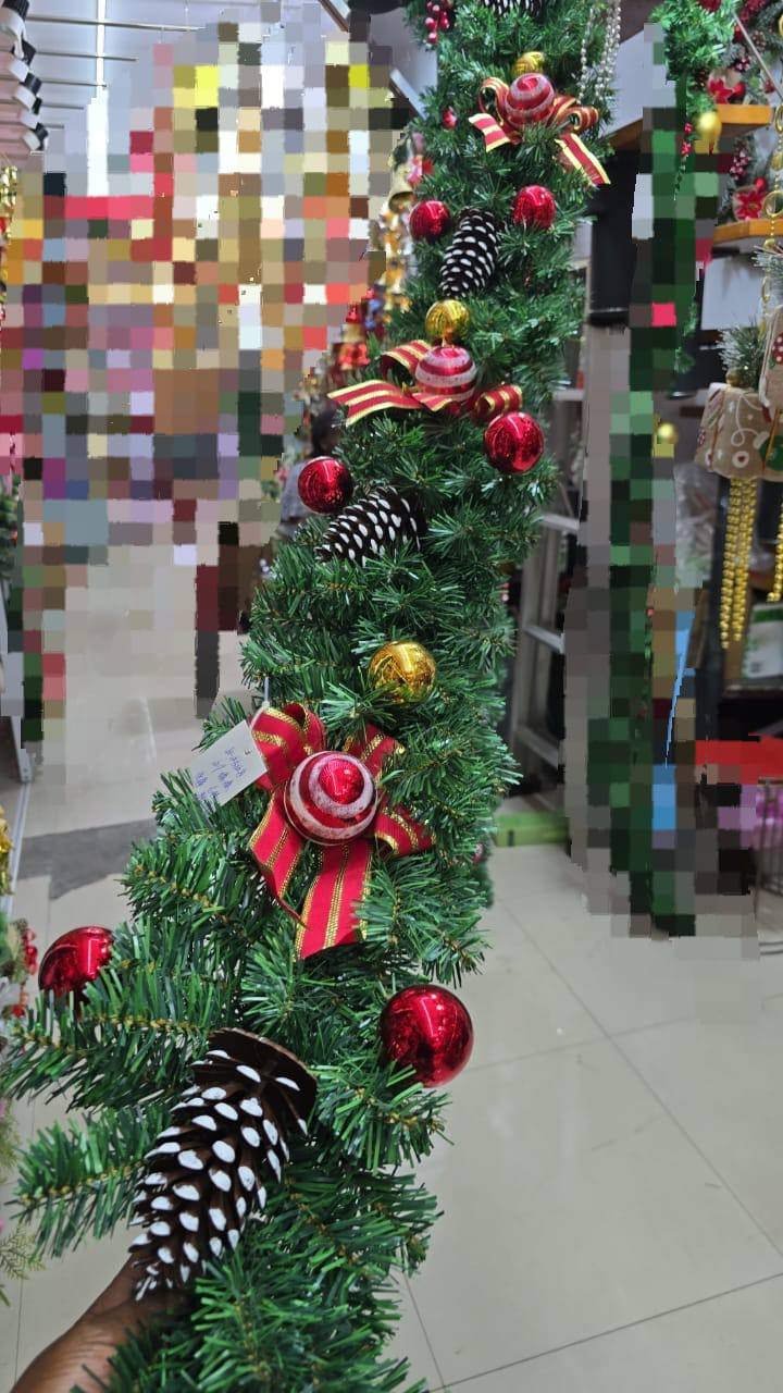 2.7M CHRISTMAS PINE GARLAND FLOCKING FALLING CEDAR RATTAN ARTIFICIAL GREENERY