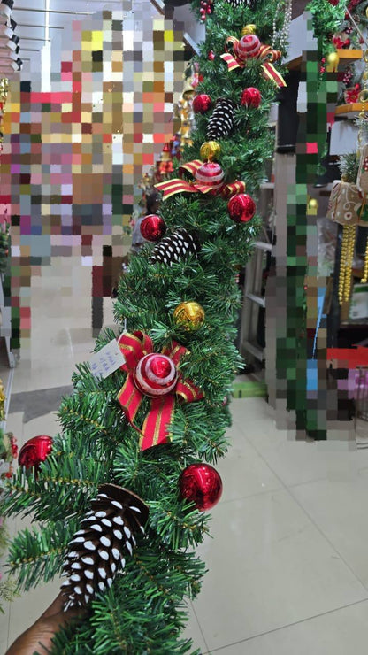 2.7M CHRISTMAS PINE GARLAND FLOCKING FALLING CEDAR RATTAN ARTIFICIAL GREENERY