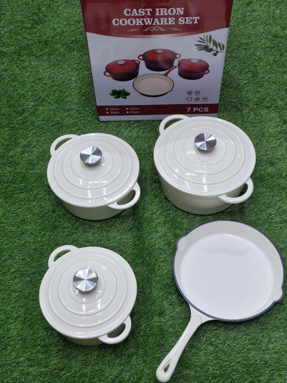 7pcs Enamel Cast iron cooking pots