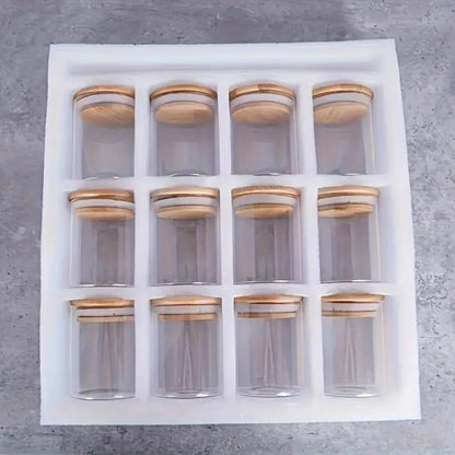 12pcs Round Glass spice jar set
