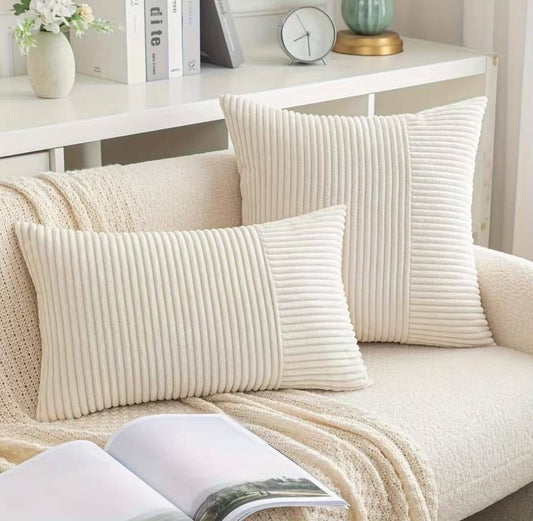 Soft Solid Couch Pillowcases Cross Patchwork Textured Cushion Covers