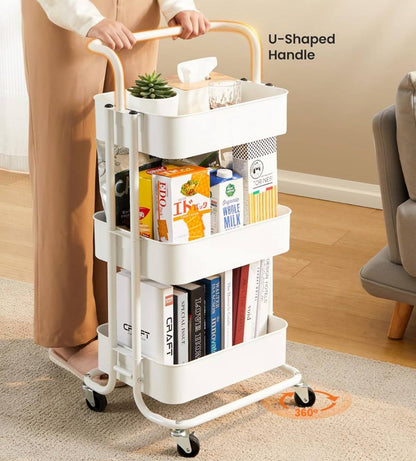 Multi-functional movable trolley storage rack( full metallic)