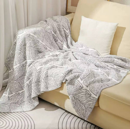 Leaf pattern micro fiber throw blanket