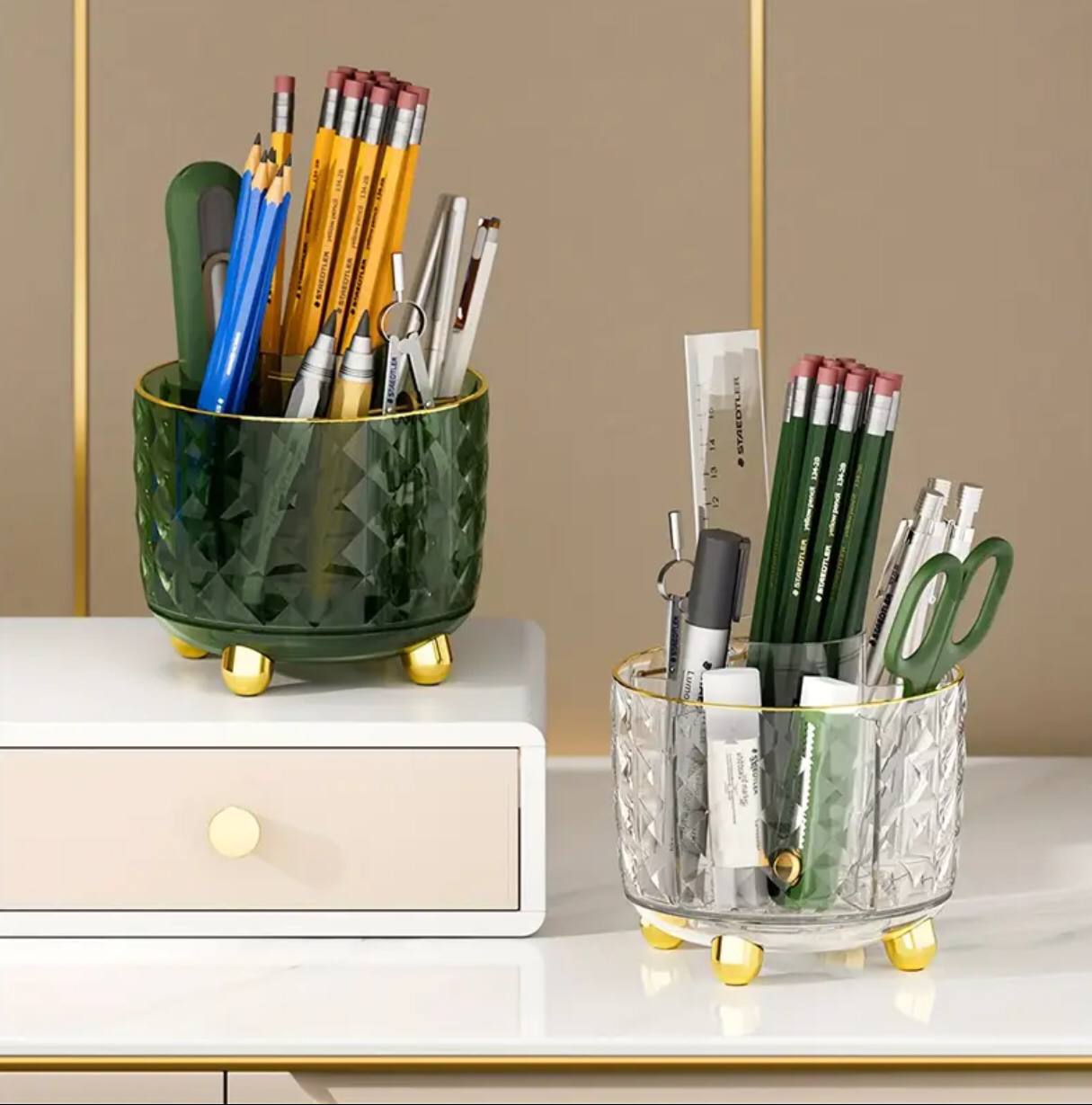 Luxury 360° rotating makeup brushes holder