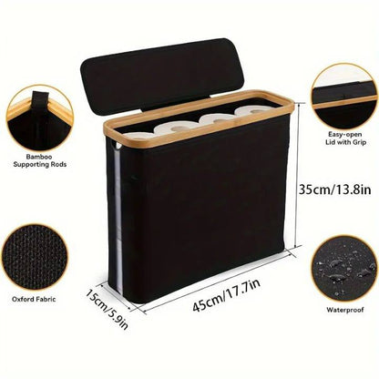 Slim Bathroom Storage bag with Bamboo Lid