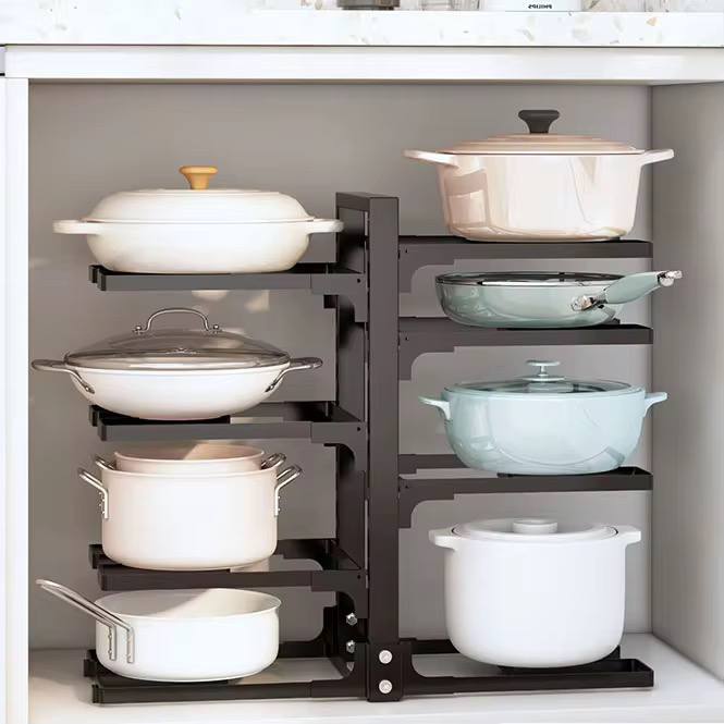 Multilayer metallic pot storage rack