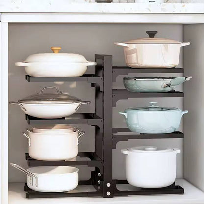 Multilayer metallic pot storage rack