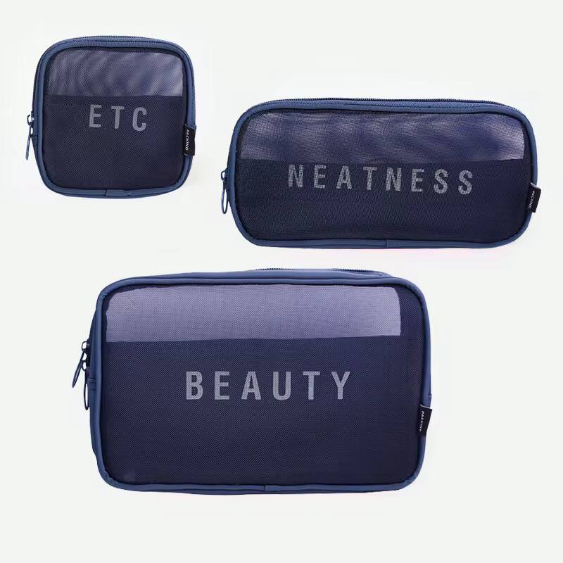 3pc neatness ,beauty and etc Portable Mesh Personal Hygiene Bag