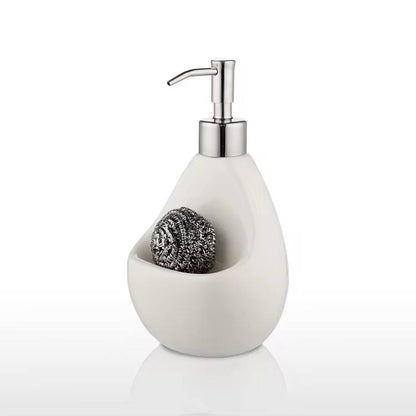 Fancy single ceramic lotion / soap dispenser with wash pad