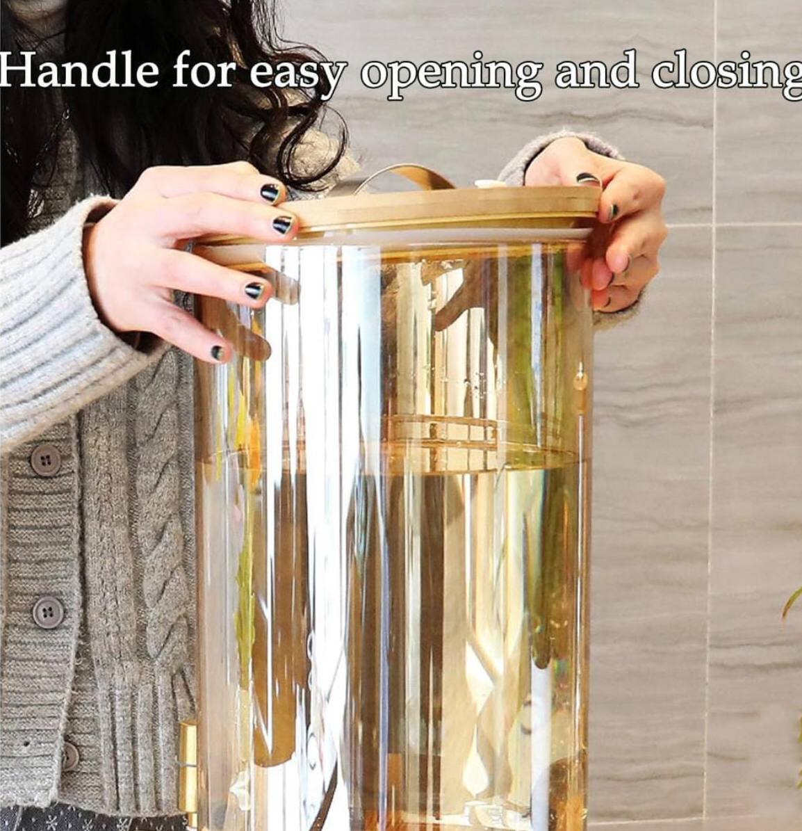 Bamboo base and lid 3.6L Golden borosilicate glass beverage dispenser