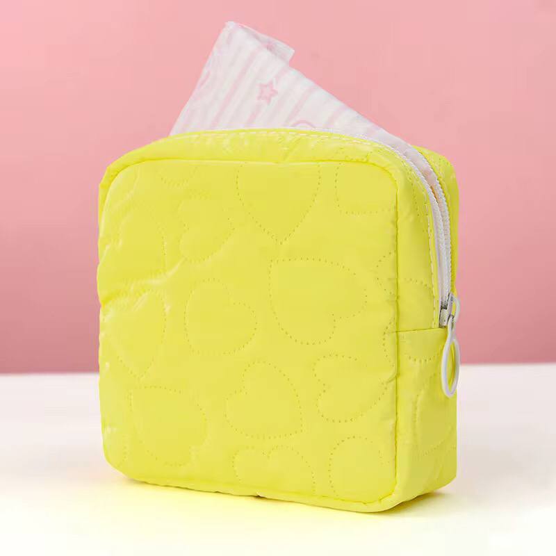 New Candy Color Square Glossy Cosmetic Bag Makeup Bag Pouch Portable PU Waterproof Storage Bag Women Sanitary Napkin Organizer