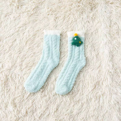 Winter Cute Fluffy Comfortable Breathable Sleeping Coral Fleece Socks