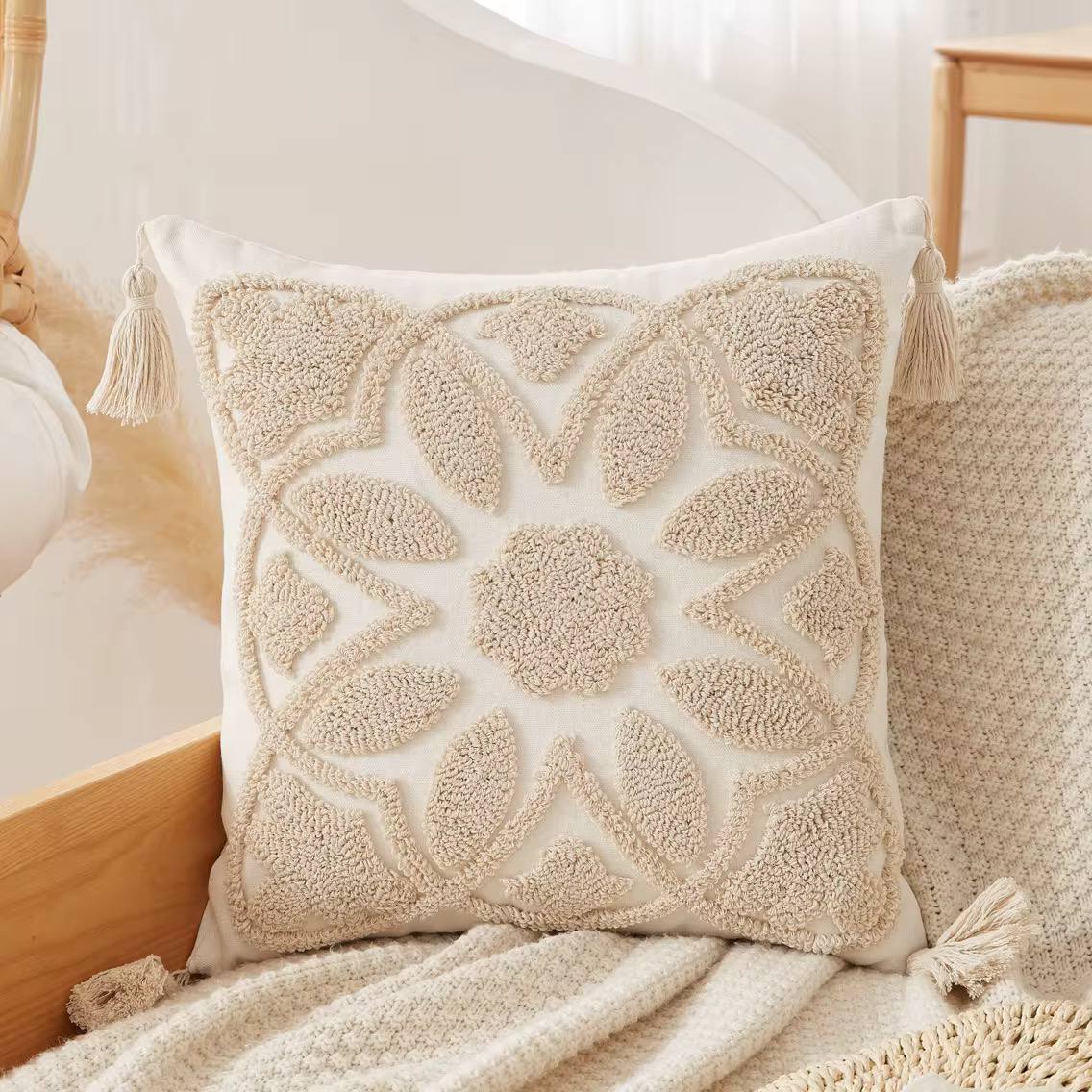 Boho Throw Cover with Tassels