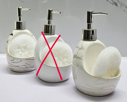 Fancy single ceramic lotion / soap dispenser with wash pad