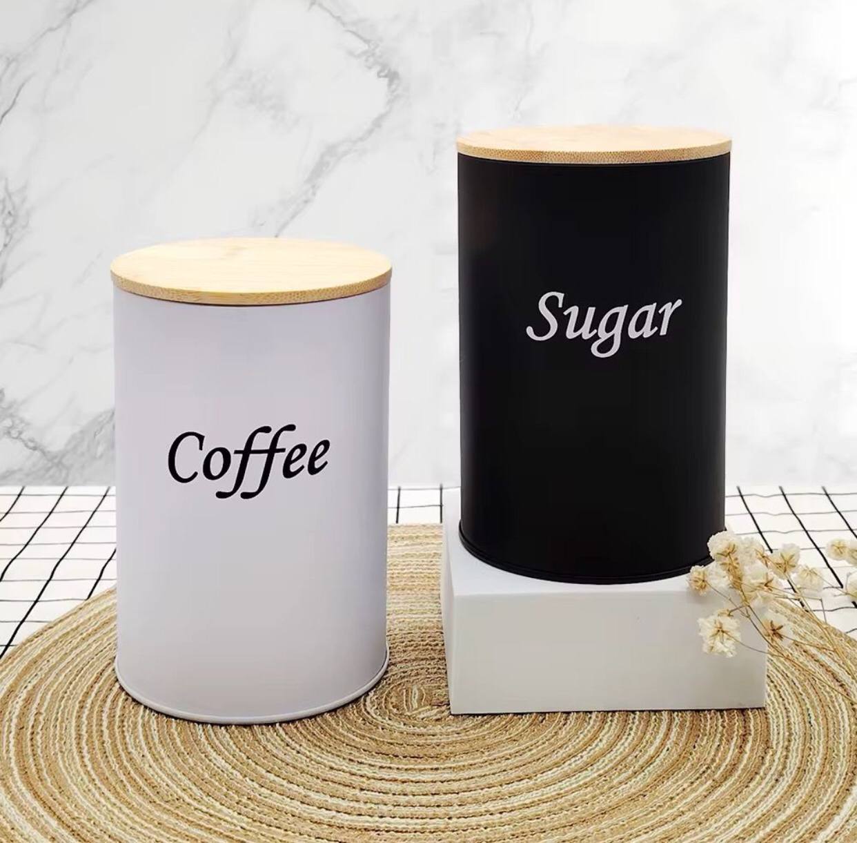 3 pcs set airtight canister with bamboo lid