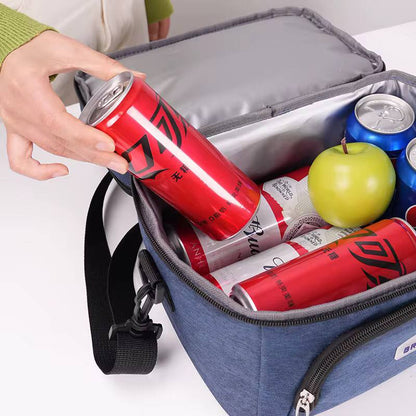 Double layer insulated lunch bag with removable strap