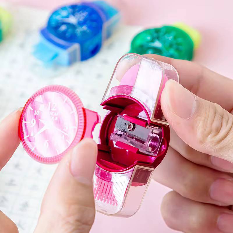 3 IN 1 CREATIVE WATCH SHAPE PENCIL SHARPENER WITH ERASER AND CLEANING BRUSH
